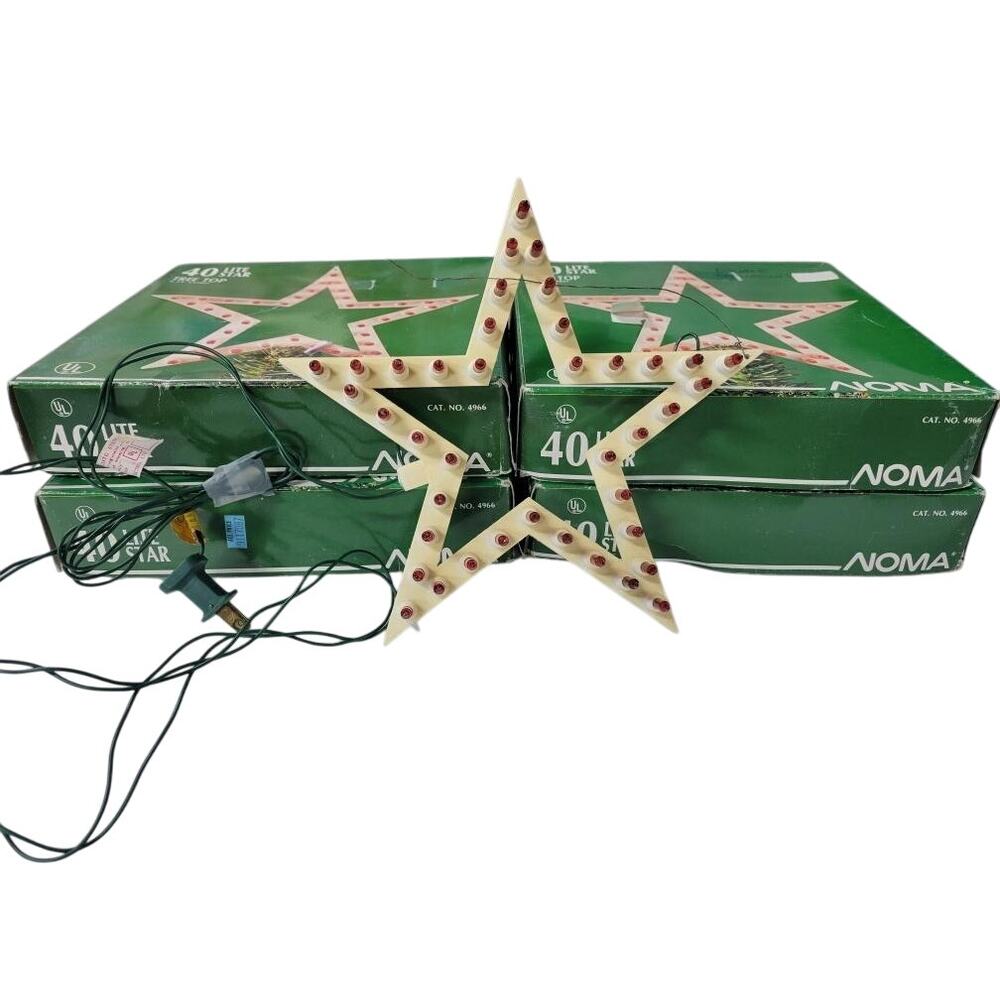 5x 70's VTG NOMA Christmas Tree Star Top 40 Light Clear With Box window decor - Picture 3 of 5